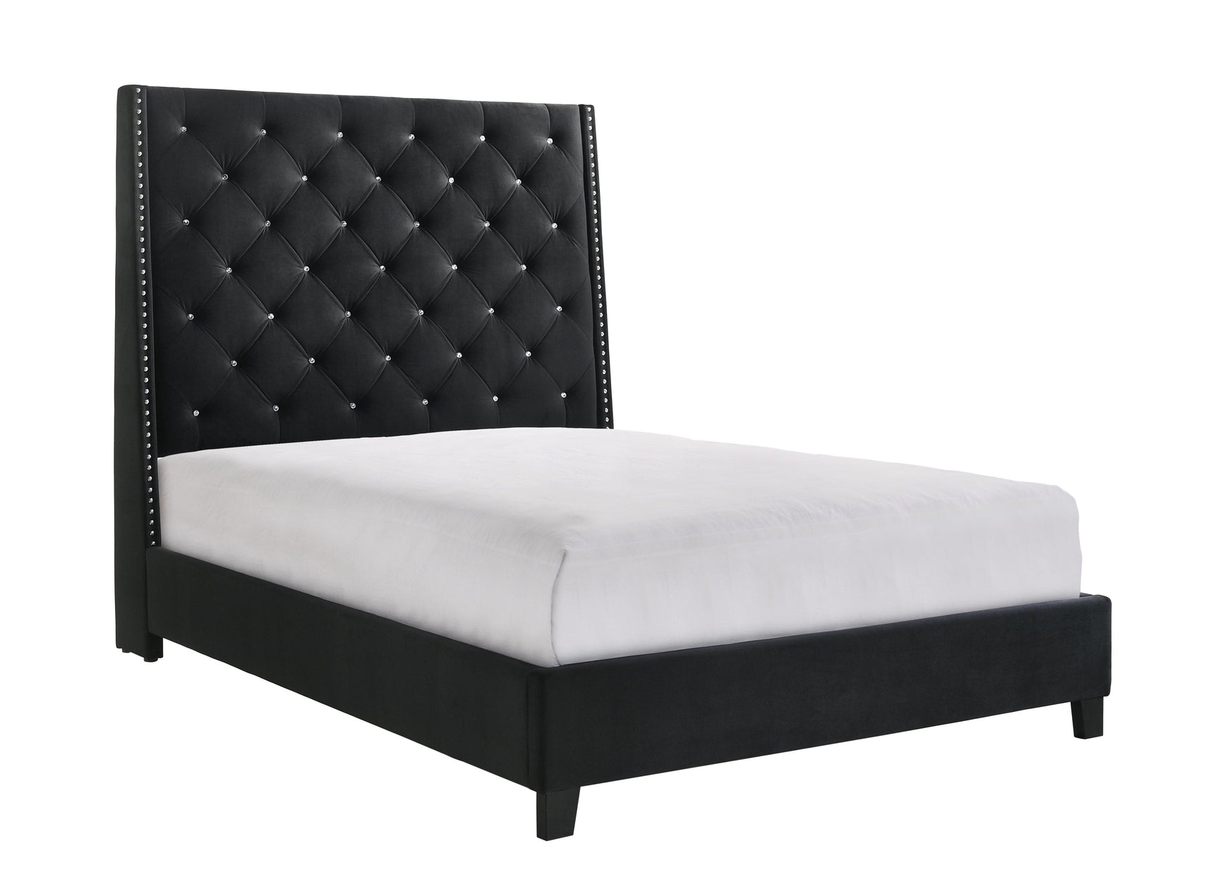 Chantilly Black Velvet Upholstered King Bed - Ornate Home