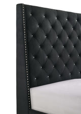 Chantilly Black Velvet Upholstered King Bed - Ornate Home
