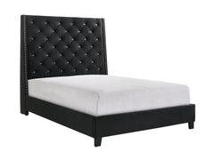 Chantilly Black Velvet Upholstered Queen Bed - Ornate Home