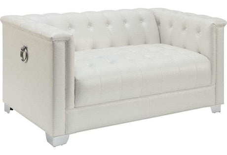 Chaviano Pearl White 2pc Stationary Living Room Set - Ornate Home