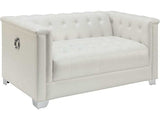 Chaviano Pearl White Stationary Loveseat - Ornate Home