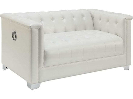Chaviano Pearl White Stationary Loveseat - Ornate Home
