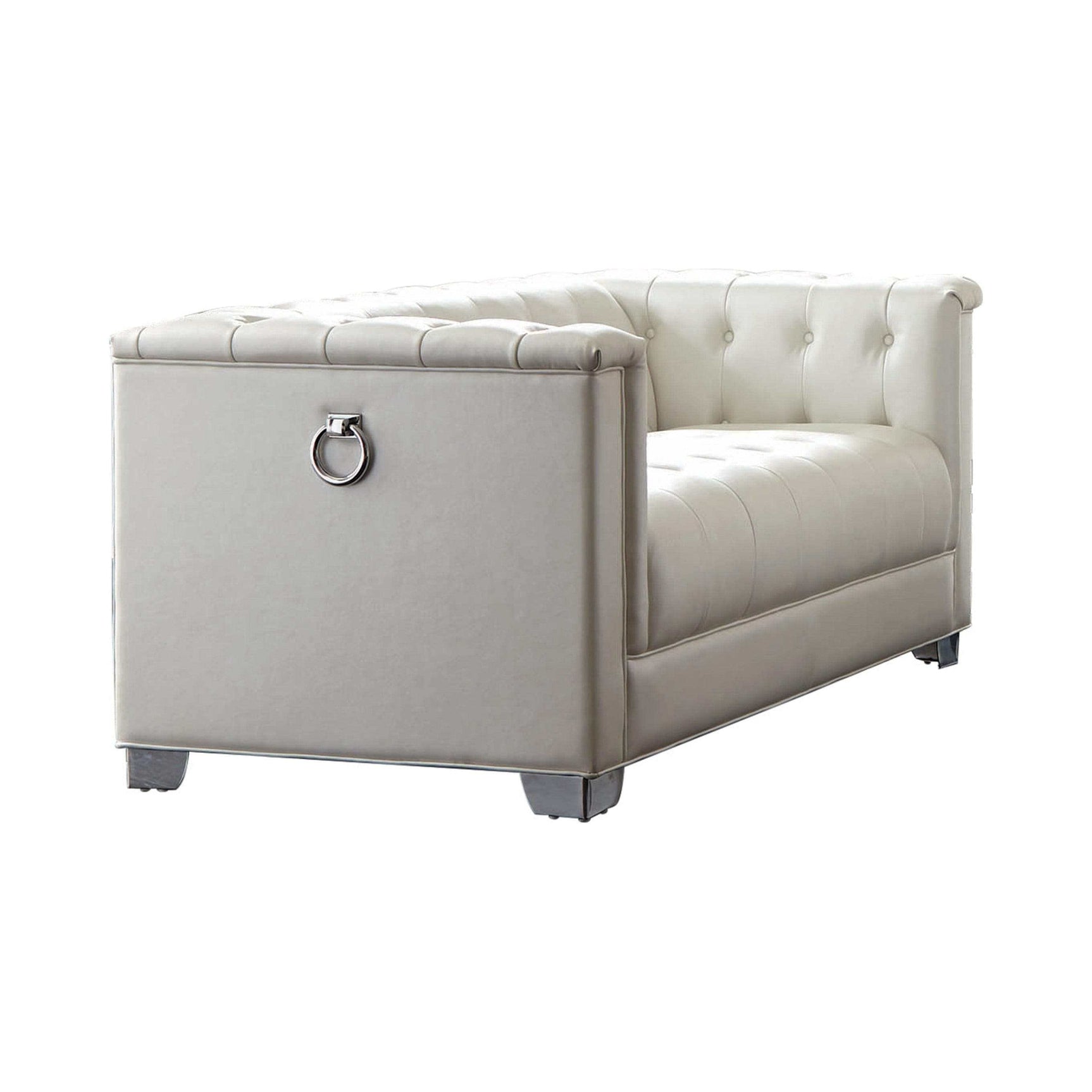 Chaviano Pearl White Stationary Loveseat - Ornate Home
