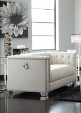 Chaviano Pearl White Stationary Loveseat - Ornate Home