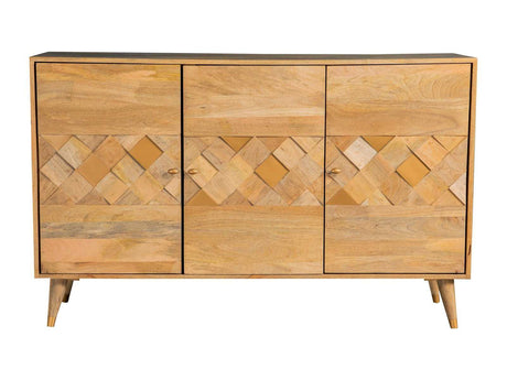 Checkered Natural 3 Door Accent Cabinet - Ornate Home