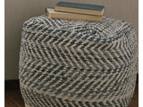 Chevron Blue Pouf - Ornate Home
