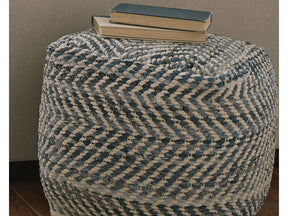 Chevron Blue Pouf - Ornate Home