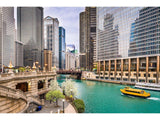 Chicago River Tempered Glass w / Foil Wall Art - Ornate Home
