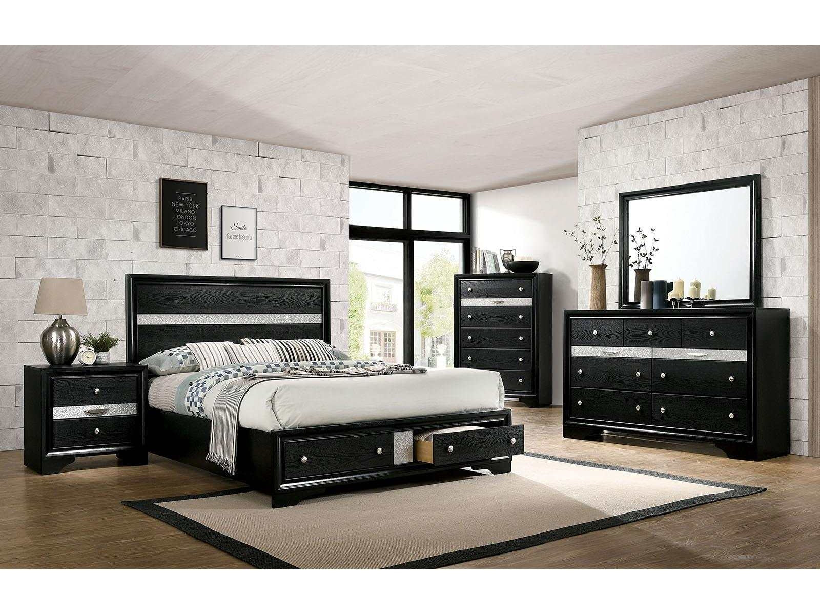 Chrissy Black 4 Pc. Queen Bedroom Set - Ornate Home
