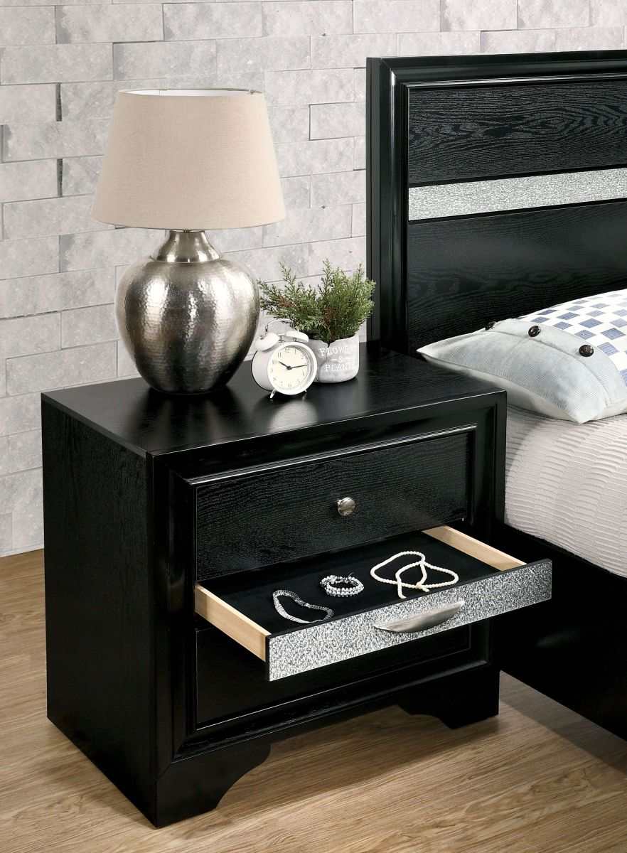 Chrissy Black Nightstand - Ornate Home