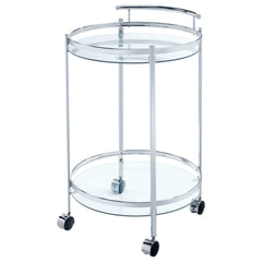Chrissy Clear Glass / Chrome Bar Cart - Ornate Home