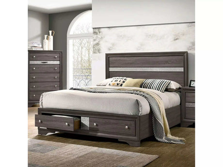 Chrissy Gray Bed w/ Footboard Drawers - Ornate Home