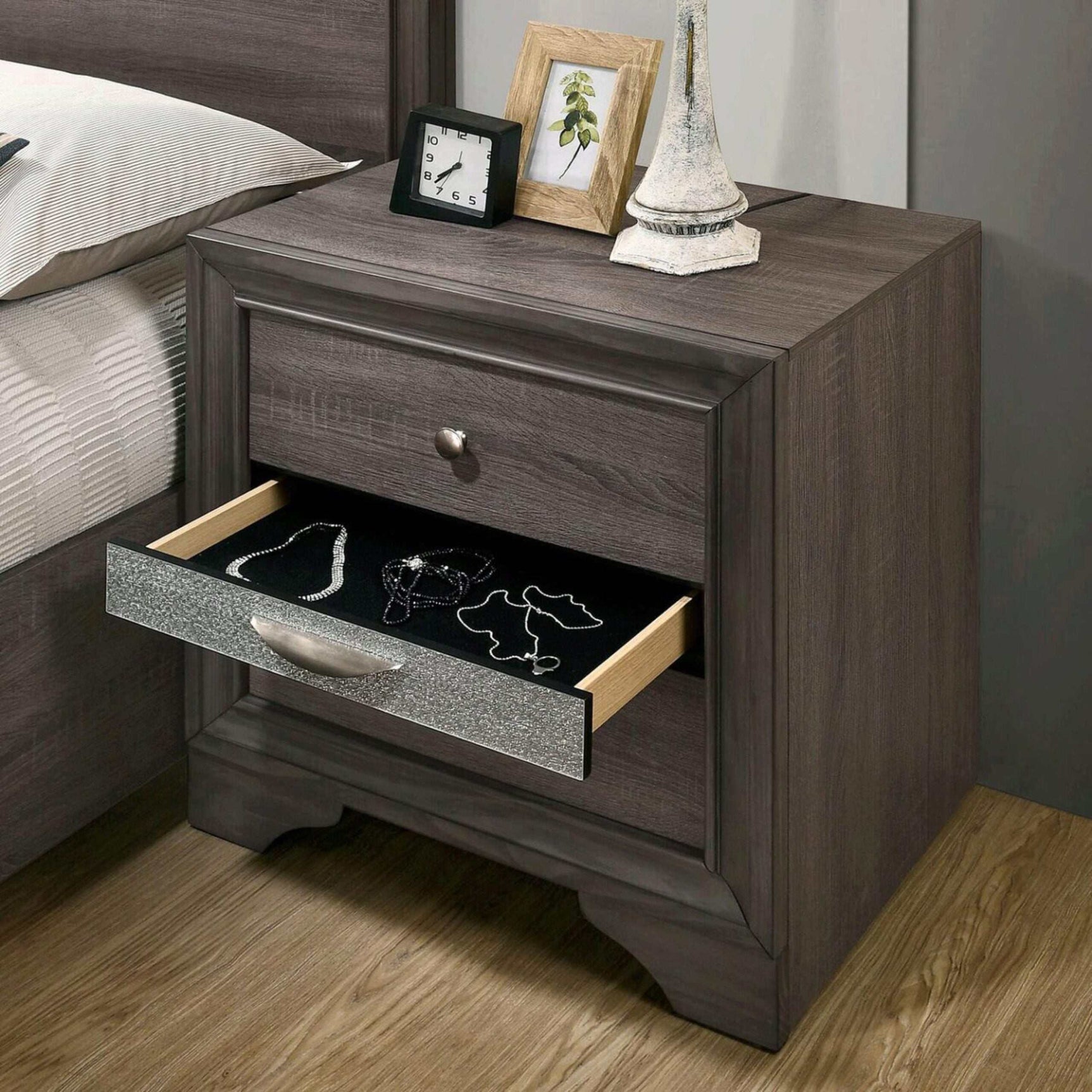 Chrissy Gray Nightstand - Ornate Home