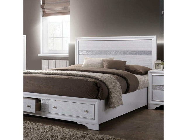 Chrissy White Queen Platform Bed w/ Storage - Ornate Home