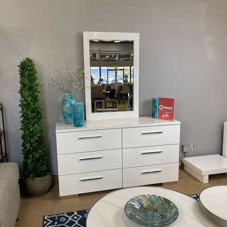 Christie White High Gloss Lacquer Dresser - Ornate Home