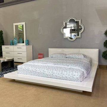 Christie White High Gloss Lacquer Queen Bed - Ornate Home