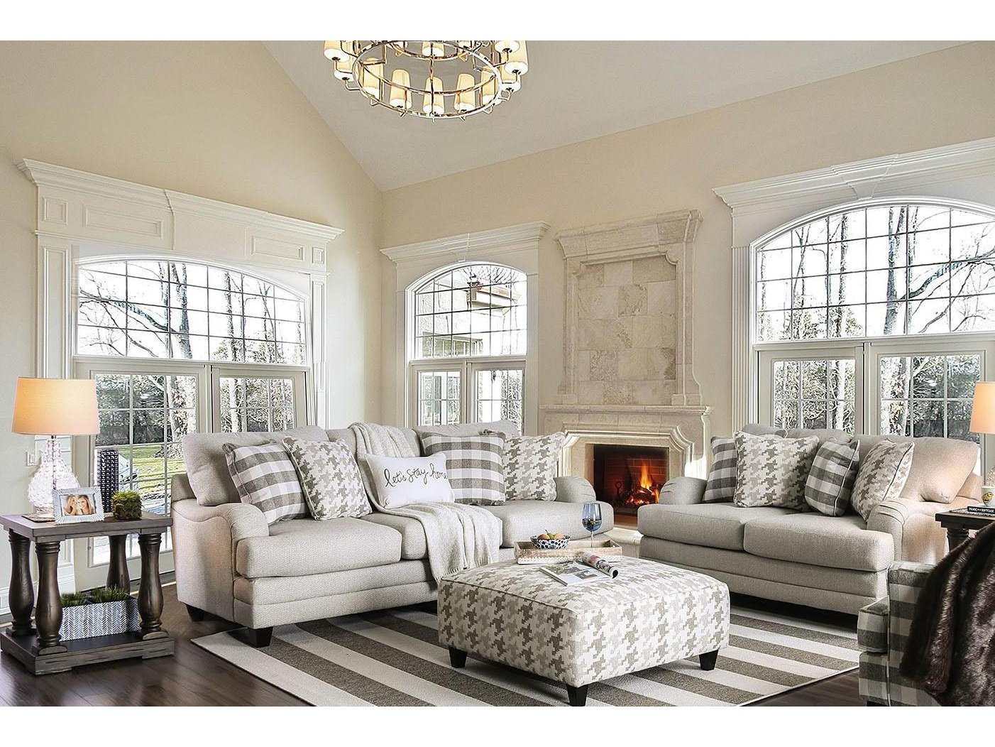 Christine Light Gray Stationary Sofa & Loveseat 2pc - Ornate Home