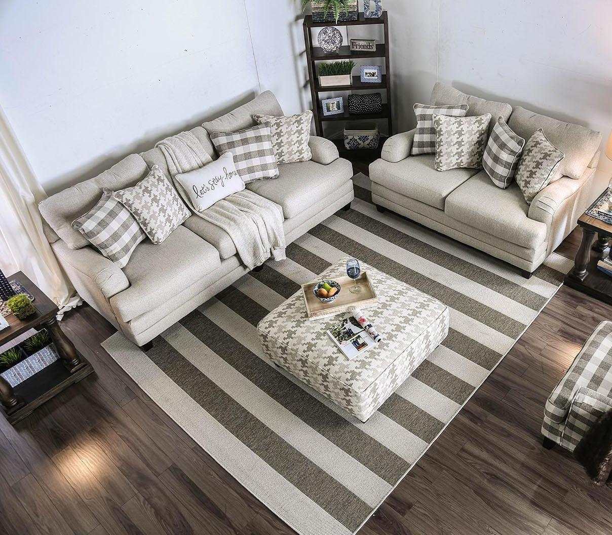 Christine Light Gray Stationary Sofa & Loveseat 2pc - Ornate Home