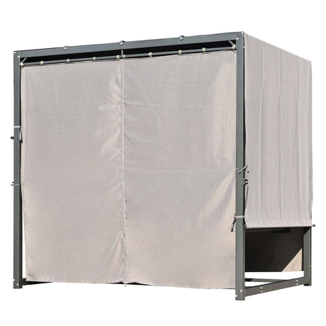 Cibola Rattan Outdoor Swing Bed with Adjustable Curtains Gray - Ornate Home