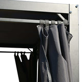 Cibola Rattan Outdoor Swing Bed with Adjustable Curtains Gray - Ornate Home