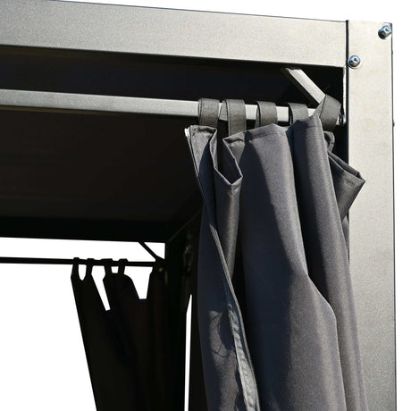 Cibola Rattan Outdoor Swing Bed with Adjustable Curtains Gray - Ornate Home