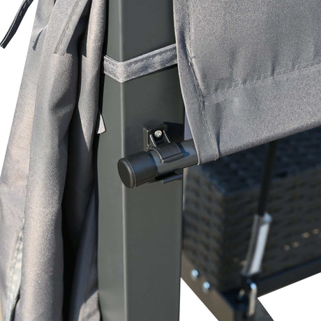 Cibola Rattan Outdoor Swing Bed with Adjustable Curtains Gray - Ornate Home