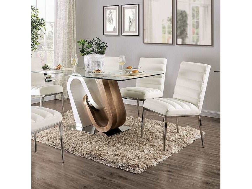 Cilegon White/Natural Tone Dining Table - Ornate Home