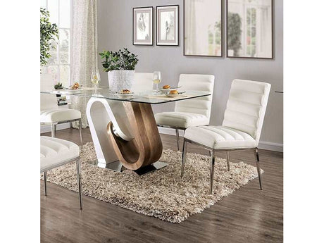 Cilegon White/Natural Tone Dining Table - Ornate Home