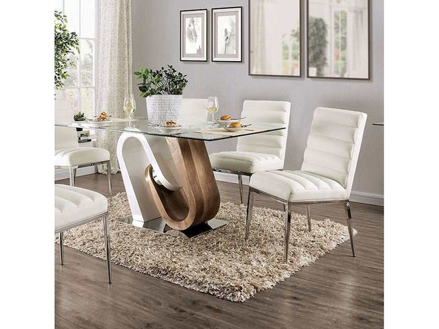 Cilegon White/Natural Tone Dining Table - Ornate Home