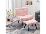 Cinder Boucle Accent Chair with Ottoman Pink - Ornate Home