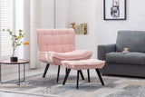 Cinder Boucle Accent Chair with Ottoman Pink - Ornate Home