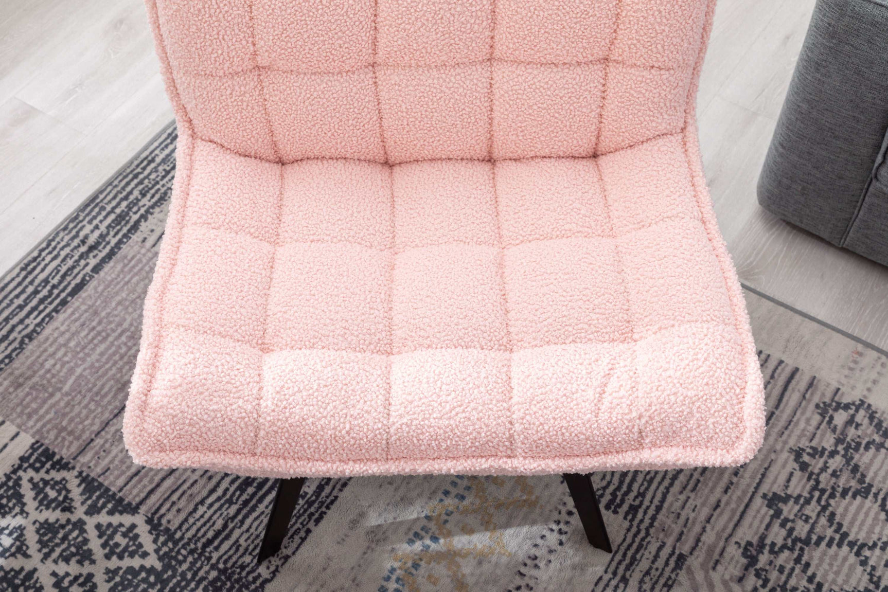 Cinder Boucle Accent Chair with Ottoman Pink - Ornate Home