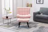 Cinder Boucle Accent Chair with Ottoman Pink - Ornate Home