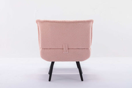 Cinder Boucle Accent Chair with Ottoman Pink - Ornate Home