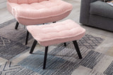Cinder Boucle Accent Chair with Ottoman Pink - Ornate Home