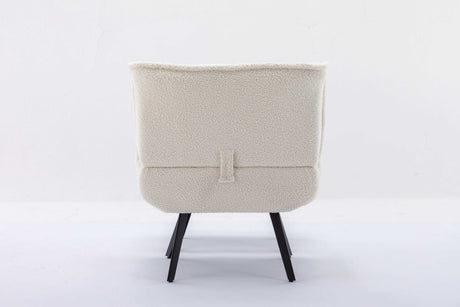 Cinder Boucle Accent Chair with Ottoman White - Ornate Home