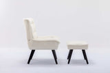 Cinder Boucle Accent Chair with Ottoman White - Ornate Home