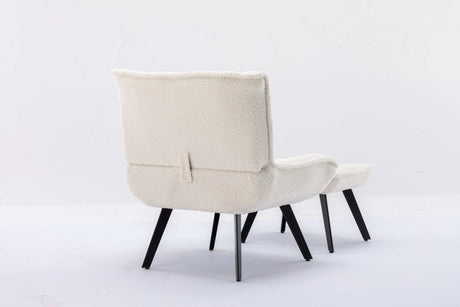 Cinder Boucle Accent Chair with Ottoman White - Ornate Home