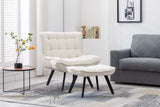 Cinder Boucle Accent Chair with Ottoman White - Ornate Home