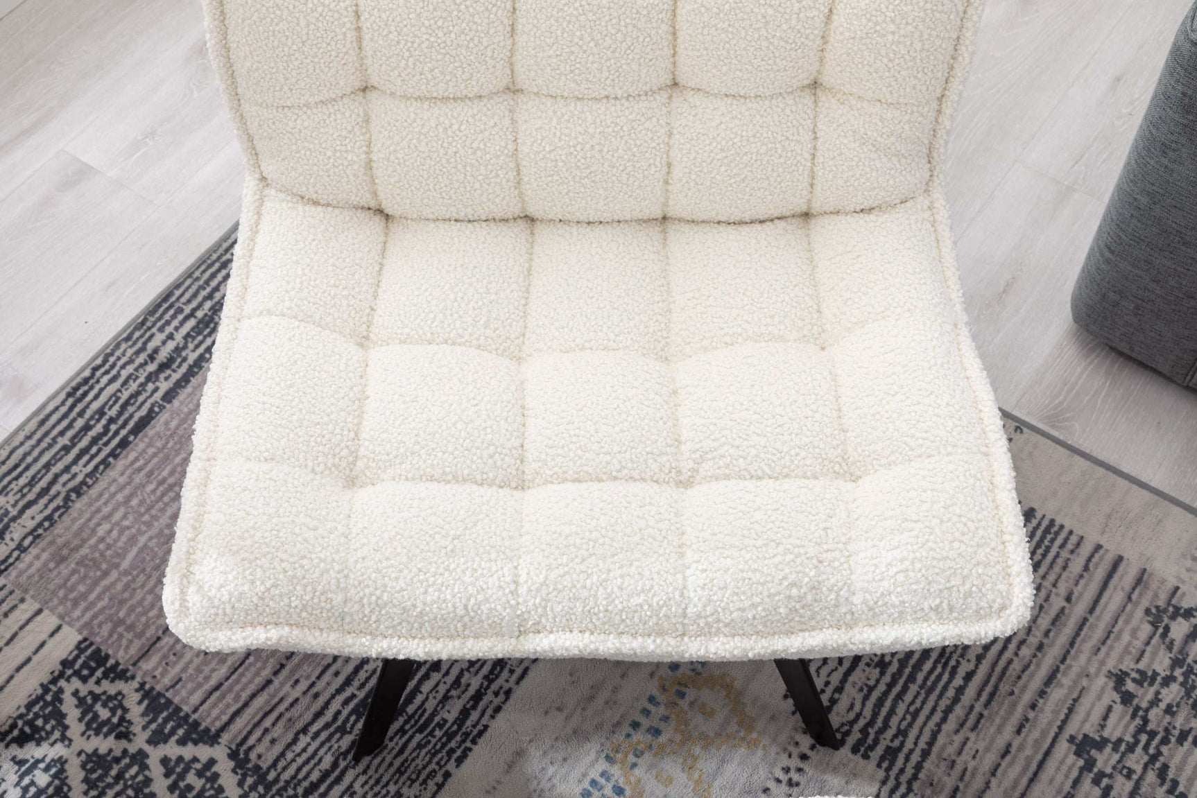 Cinder Boucle Accent Chair with Ottoman White - Ornate Home