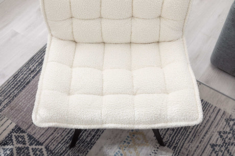 Cinder Boucle Accent Chair with Ottoman White - Ornate Home