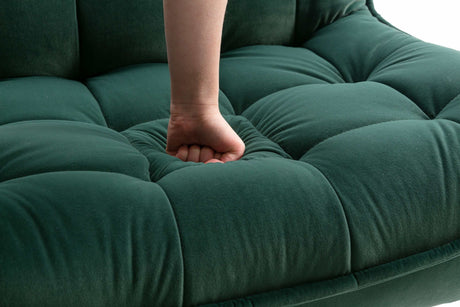 Cinder Velvet Accent Chair with Ottoman Dark Green - Ornate Home