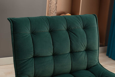 Cinder Velvet Accent Chair with Ottoman Dark Green - Ornate Home