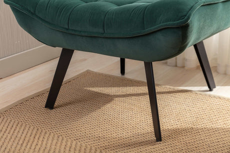 Cinder Velvet Accent Chair with Ottoman Dark Green - Ornate Home