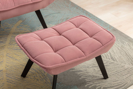 Cinder Velvet Accent Chair with Ottoman Pink - Ornate Home