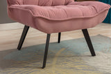 Cinder Velvet Accent Chair with Ottoman Pink - Ornate Home