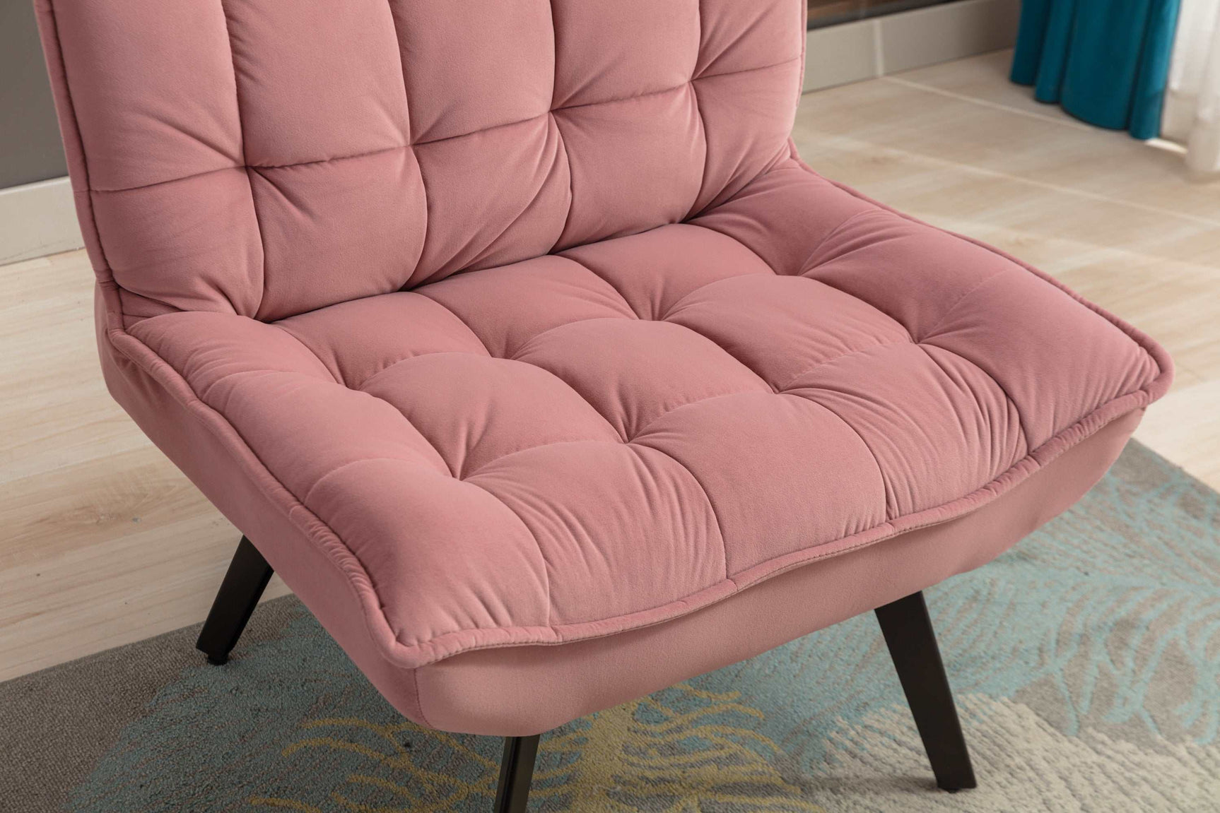 Cinder Velvet Accent Chair with Ottoman Pink - Ornate Home