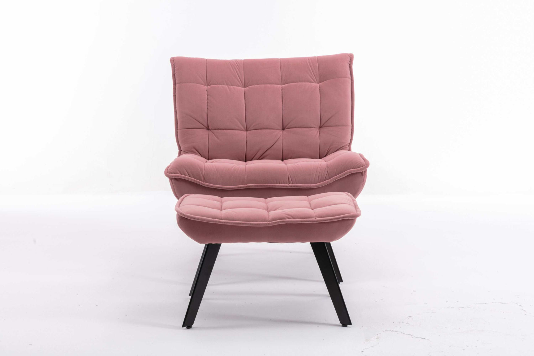 Cinder Velvet Accent Chair with Ottoman Pink - Ornate Home