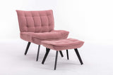 Cinder Velvet Accent Chair with Ottoman Pink - Ornate Home