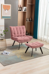 Cinder Velvet Accent Chair with Ottoman Pink - Ornate Home